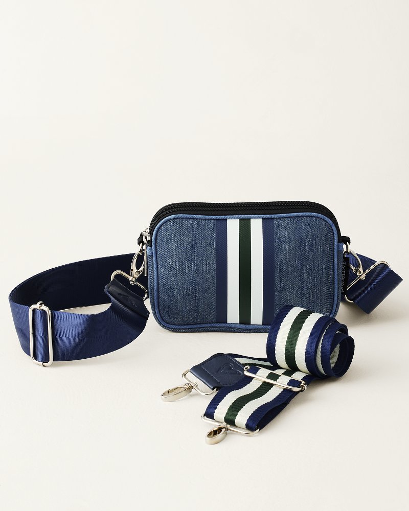 Denim Dual-Zip Crossbody Bag