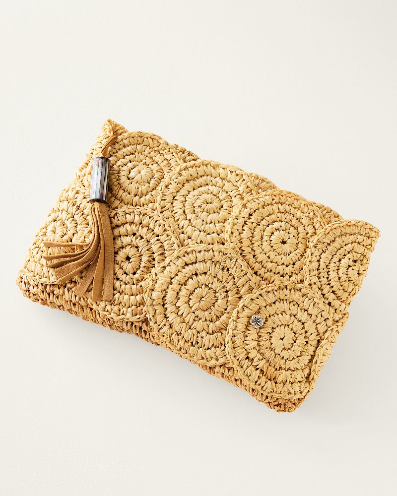 Rio Crochet Raffia Clutch