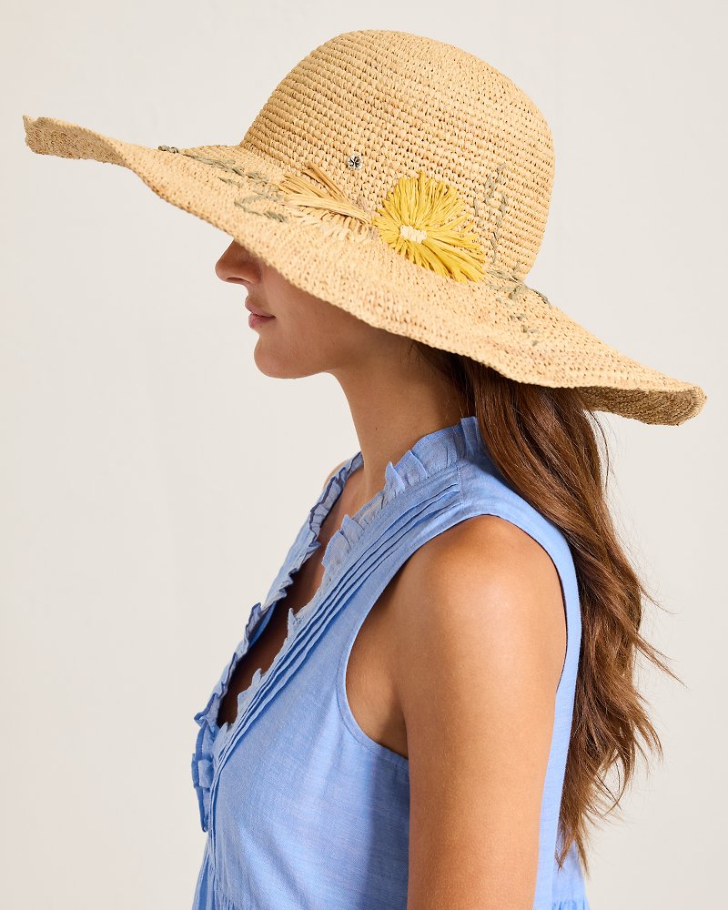 Sandra Embroidered Flower Raffia Sun Hat