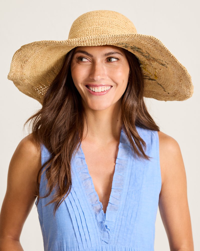 Sandra Embroidered Flower Raffia Sun Hat