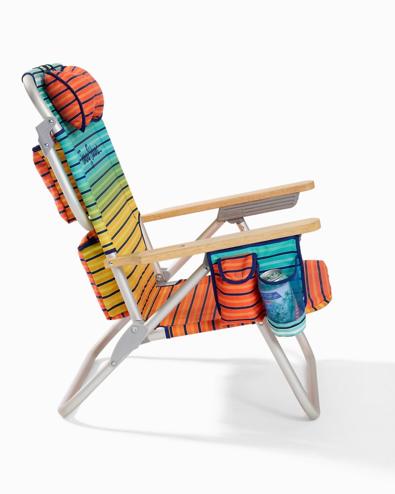 Tommy Bahama Beach Chair, Aluminum, Green Strips