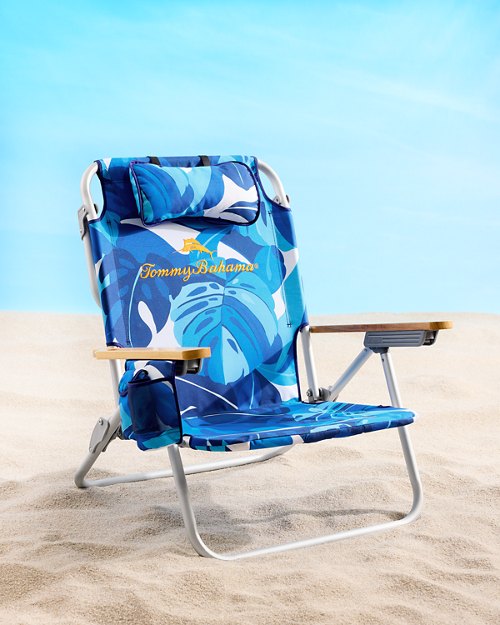 Tommy Bahama Blue Monstera Deluxe Backpack Beach Chair