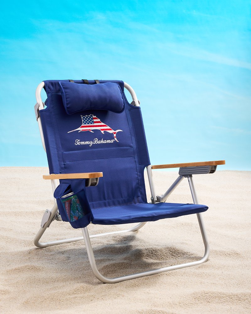 Tommy Bahama Red, White & Blue Marlin Deluxe Backpack Beach Chair