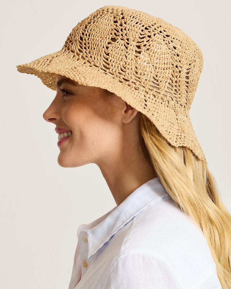 Petal Crochet Raffia Bucket Hat