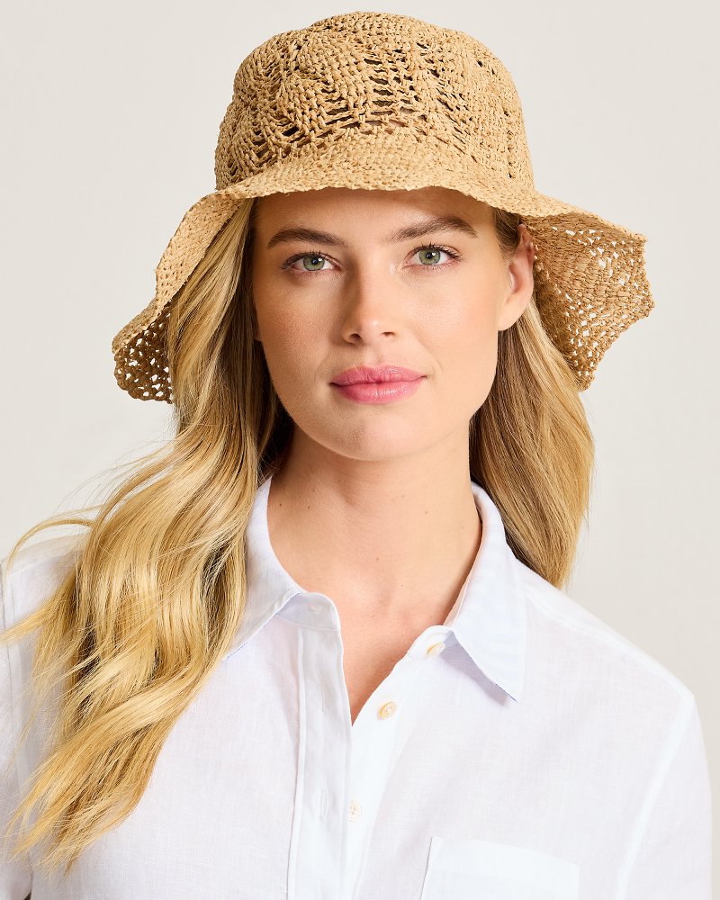 Petal Crochet Raffia Bucket Hat