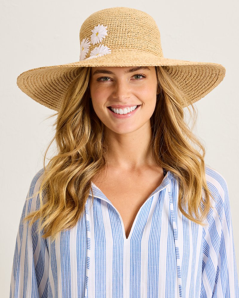 Daisy Floppy Raffia Hat