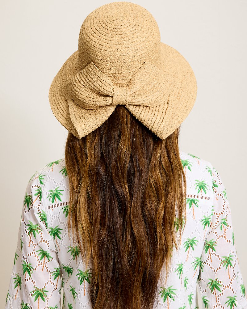 Woven Raffia Bucket Hat with Bow Detail & Moisture Wicking Sweatband Valentina | Women main image 3