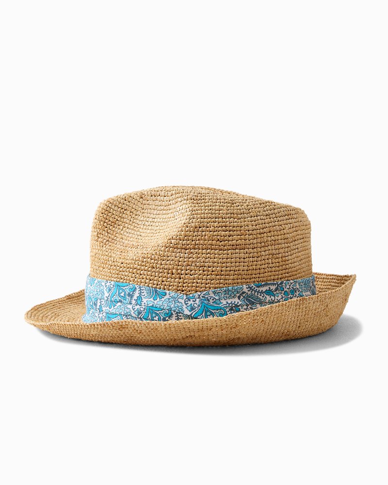 Paisley Band Crochet Raffia Fedora Hat thumbnail 5