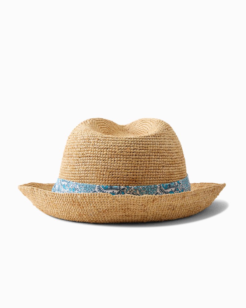 Paisley Band Crochet Raffia Fedora Hat thumbnail 6