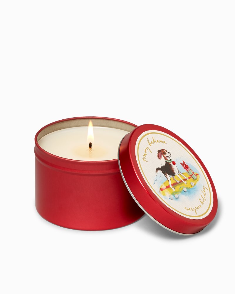 Holiday Surfing Dog Candle Tin