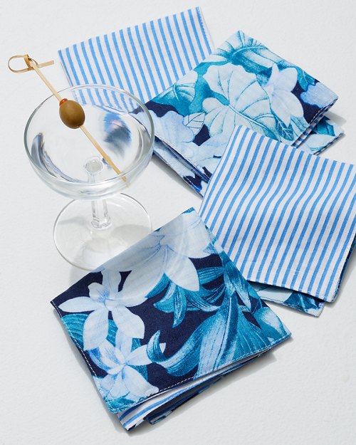 Ocean Deep Reversible Upcycled Cocktail Napkin Set