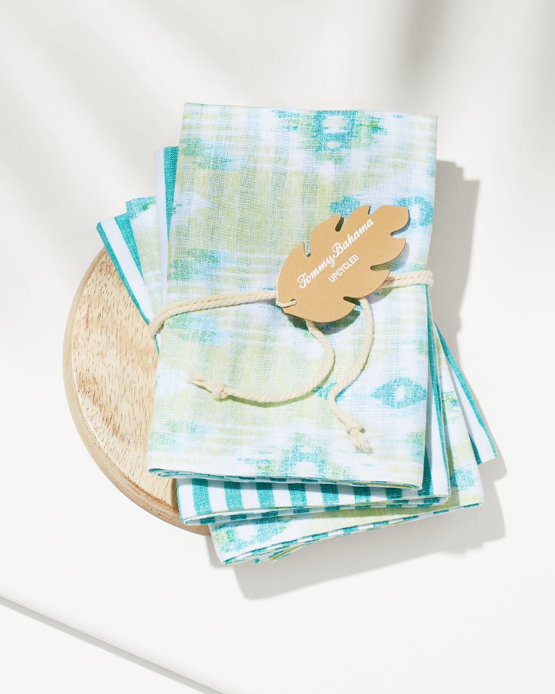 Aqua Aloha Upcycled Reversible Linen Place Mats - Set of 4