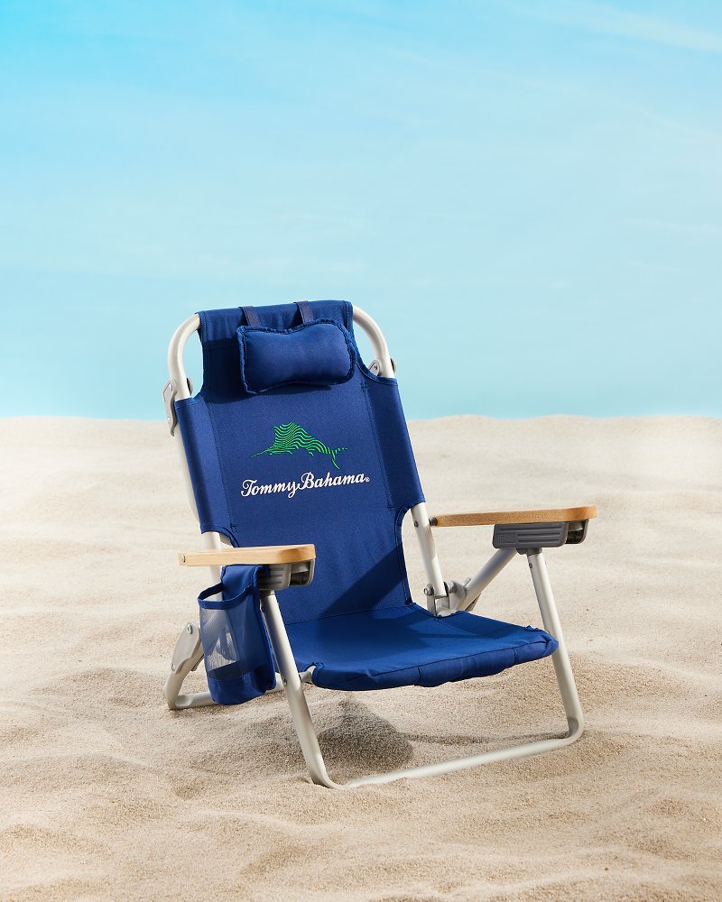 Tommy Bahama Beach Chair, Aluminum, Green Strips