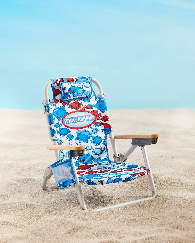 Tommy Bahama Polyester Blue/Green Print Folding Beach Chair