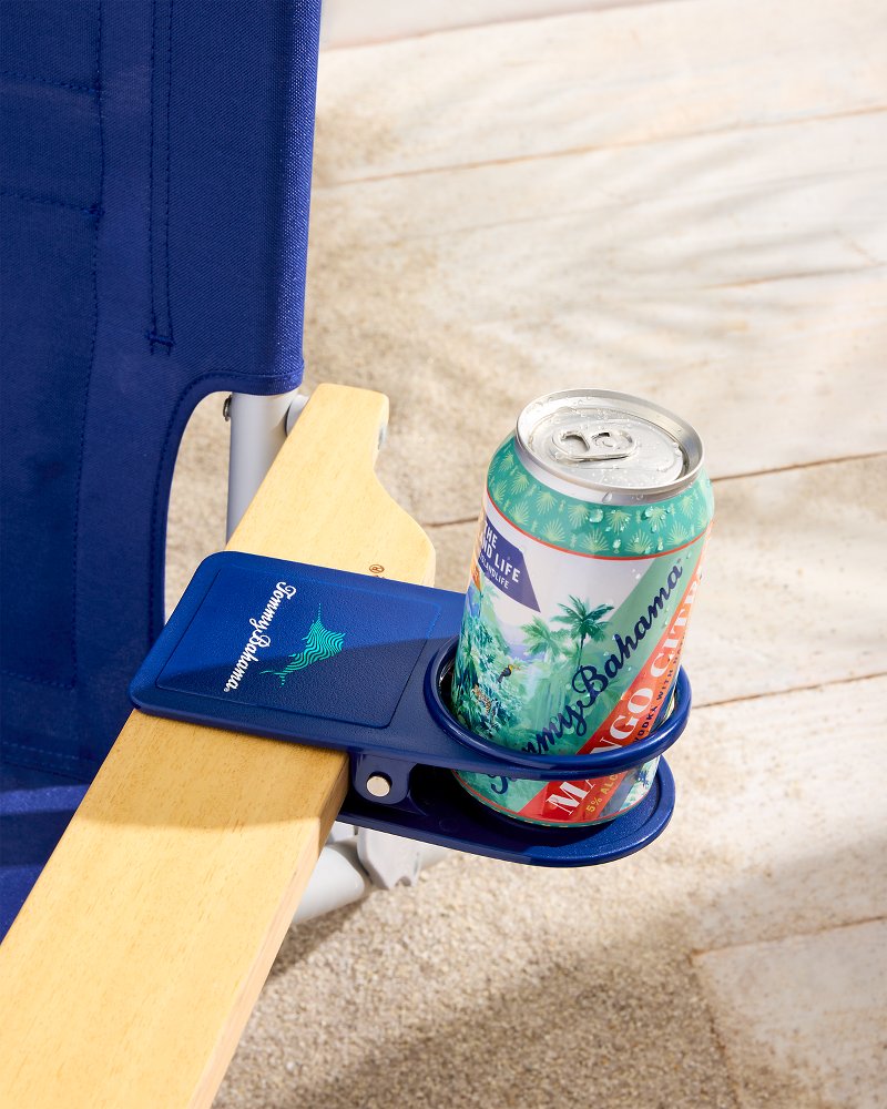 Clip on drink holder for store beach chair