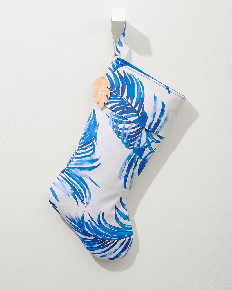 Blue & White Upcycled Silk Christmas Stocking