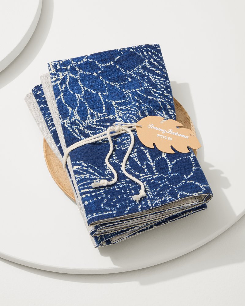 Thumbnail for Island Navy Upcycled Reversible Dinner Napkins - Set of 4