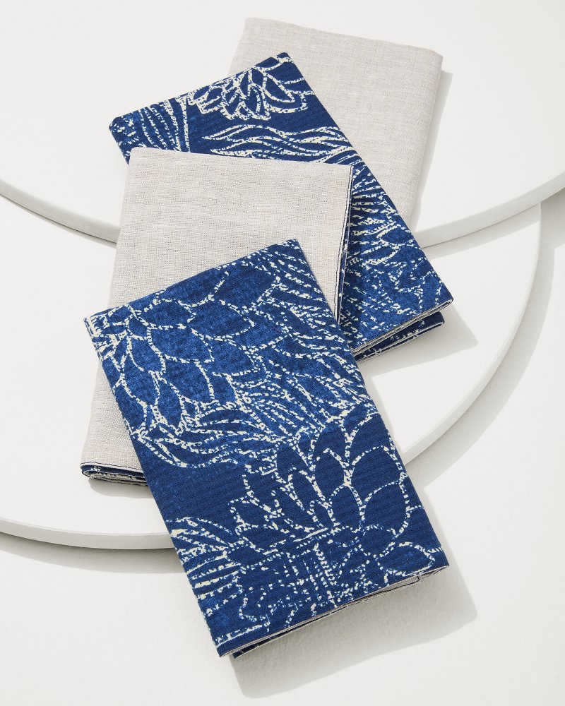 Thumbnail for Island Navy Upcycled Reversible Dinner Napkins - Set of 4