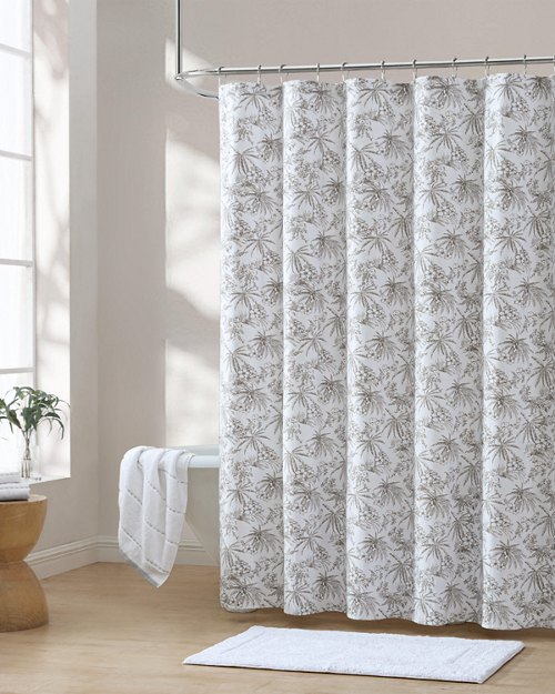 Pen and Ink Bahama Brown Palm Shower Curtain