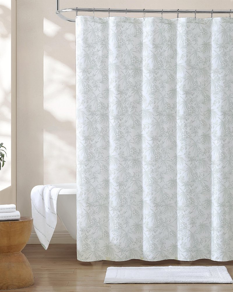 Pen and Ink Spring Green Palm Shower Curtain