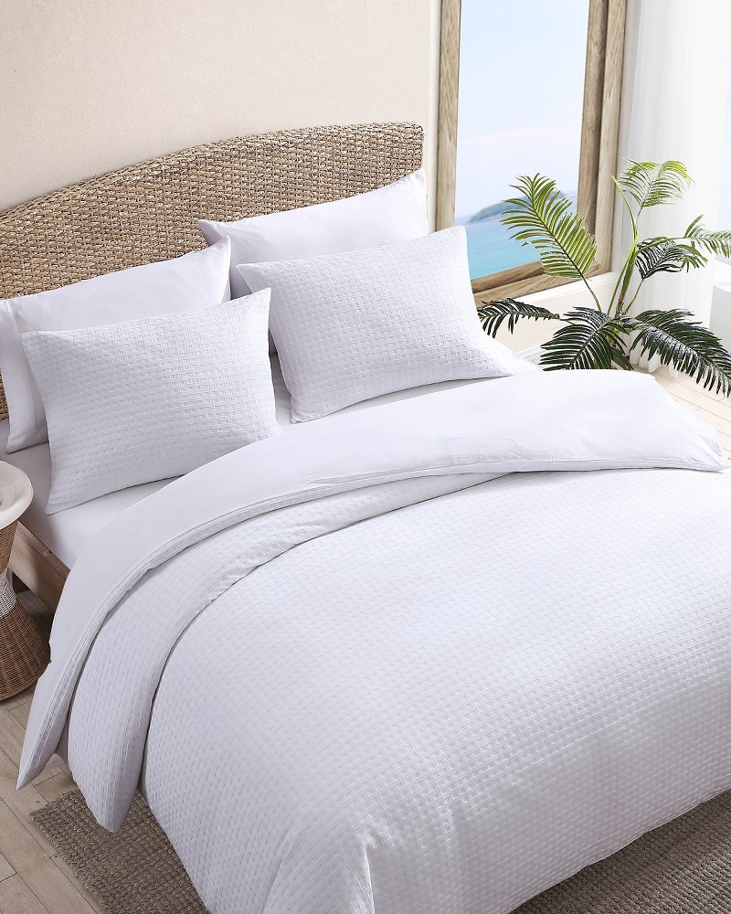 Basketweave Solid Reversible 3-Piece Queen Comforter Set thumbnail 5