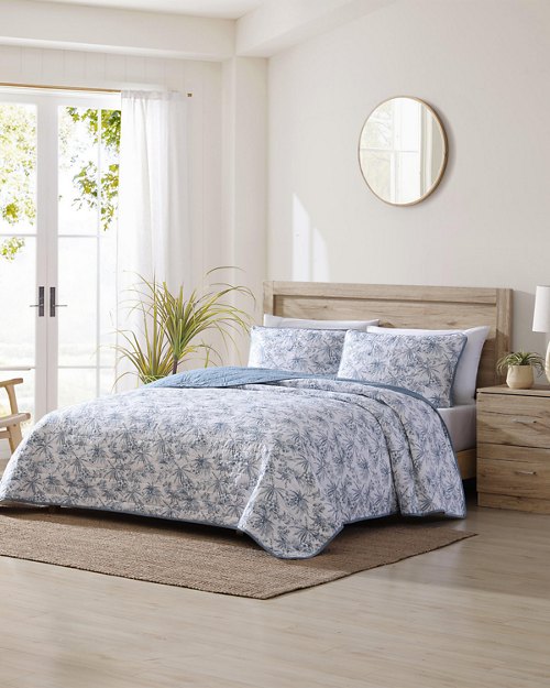 Pen and Ink Palm Reversible 2-Piece Twin Quilt Set