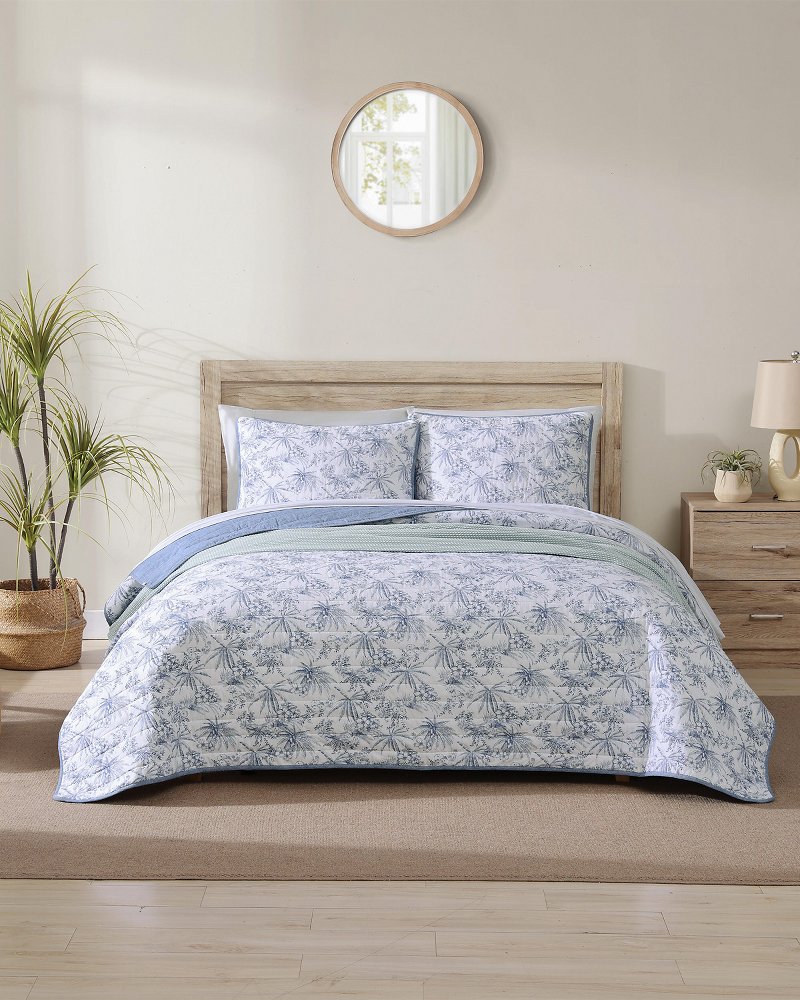 Pen and Ink Palm Reversible 2-Piece Twin Quilt Set