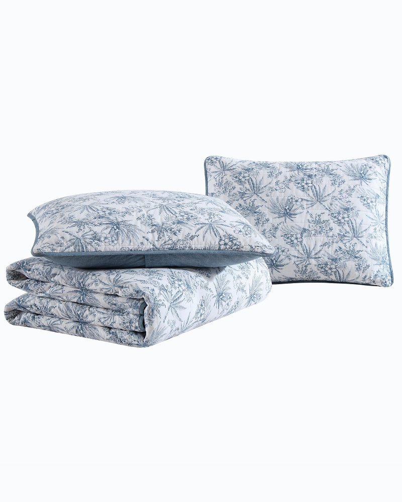 Thumbnail for Pen and Ink Palm Reversible 3-Piece Full/Queen Quilt Set