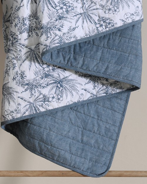 Pen and Ink Palm Reversible 3-Piece King Quilt Set