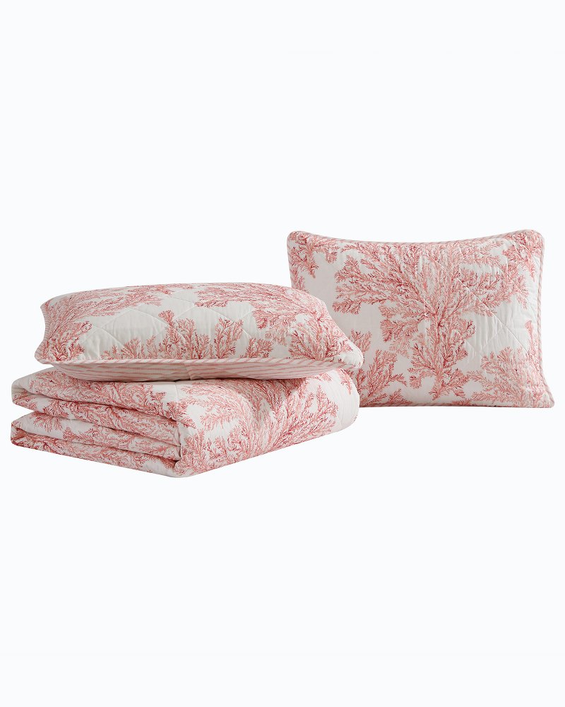 Thumbnail for Coral Garden Reversible 3-Piece Full/Queen Quilt Set