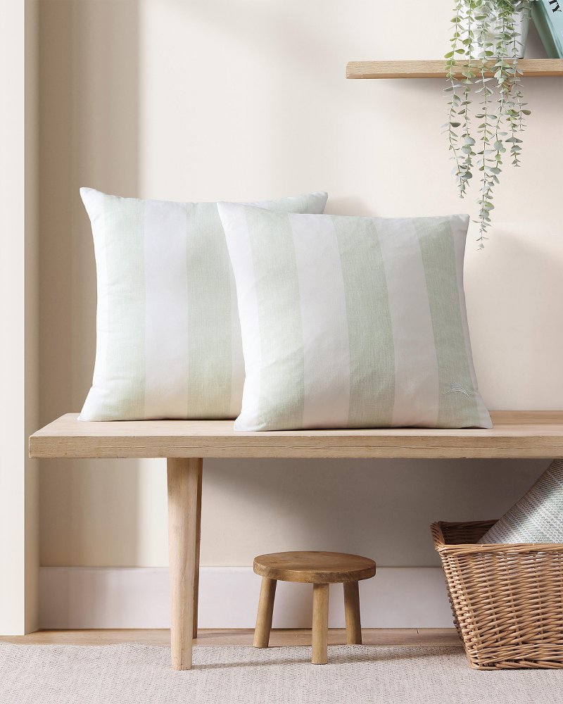 Awning Stripe Green Decorative Pillow