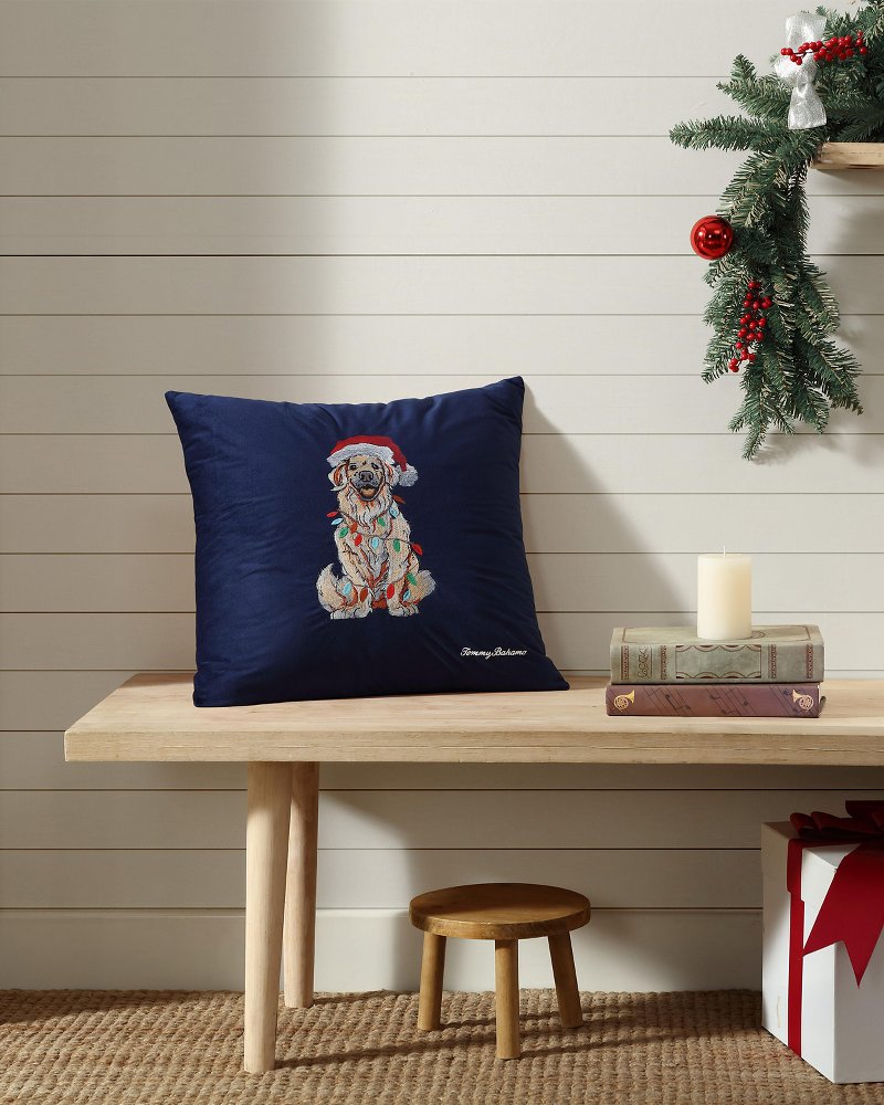 Holiday Retriever Velvet Decorative Pillow