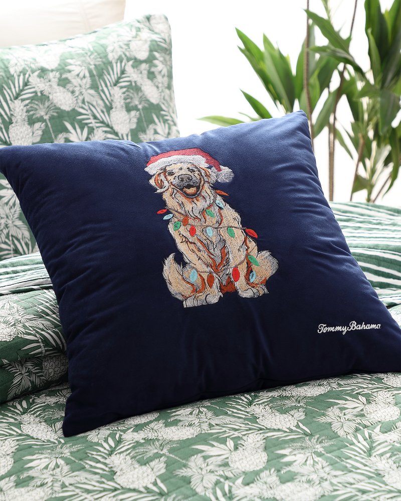 Holiday Retriever Velvet Decorative Pillow