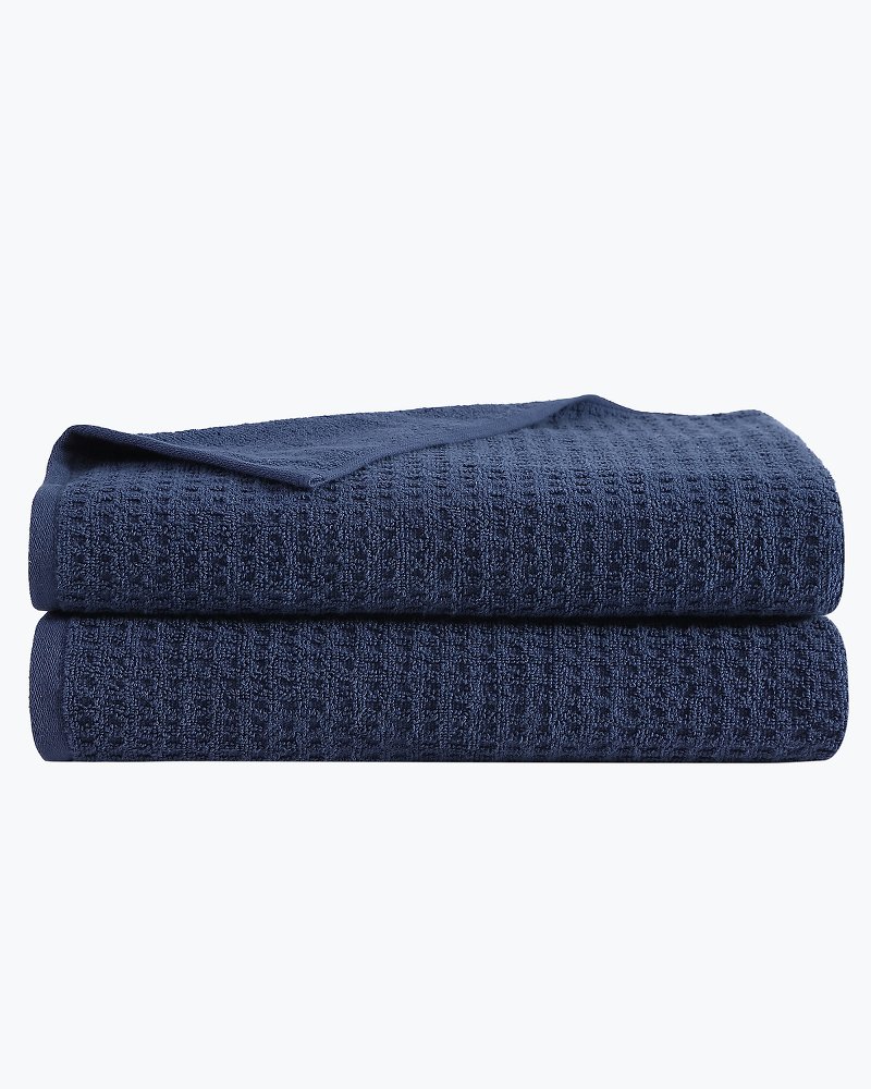 Tommy Bahama Northern Pacific 2-Piece Navy Blue Cotton Hand Towel Set