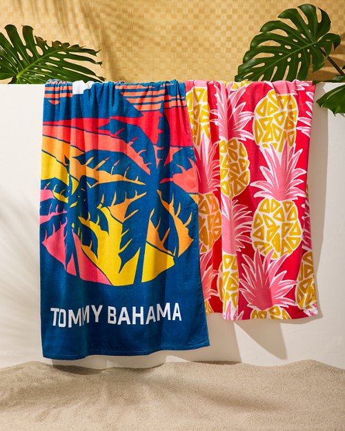 Pineapple Bash & Palm Sunset Beach Towels - Set of 2
