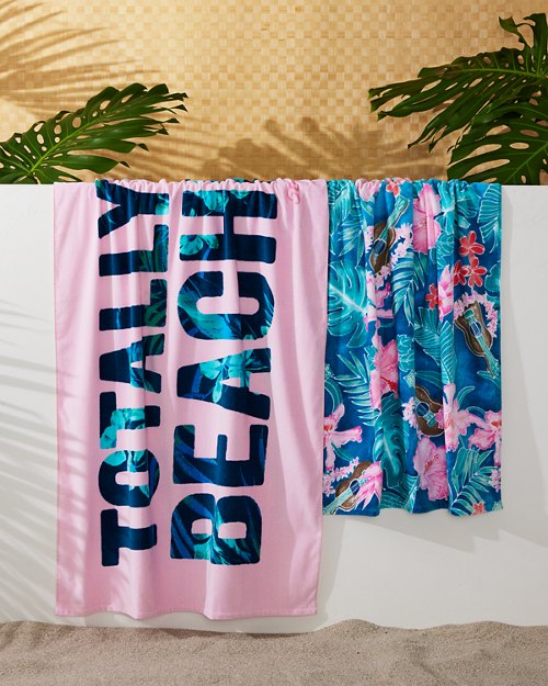 Ukulele Luau & Totally Beachin Beach Towels - Set of 2
