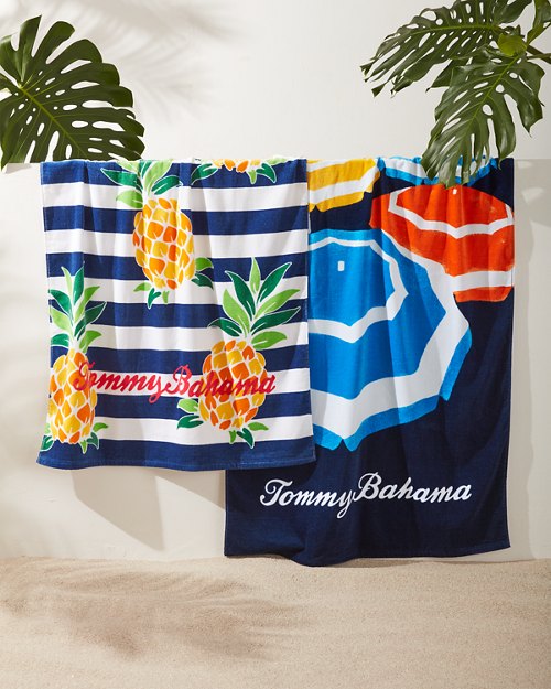 Pineapple Cabana & Umbrella Party Beach Towels - Set of 2