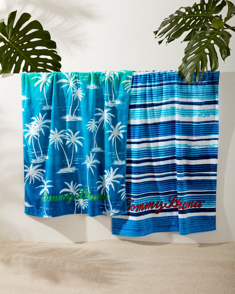 Tommy Bahama Solana Stripe 2 Bath & Towels & 2 Hand Towels & 4 Wash Cloths  Blue