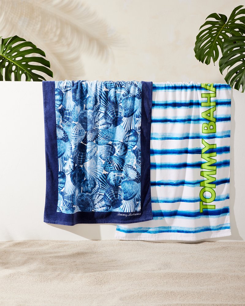 Shells Yeah & Blurred Waves Beach Towels - Set of 2
