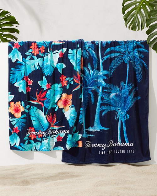 Palms Grove & Blue Muse Beach Towels — Set of 2