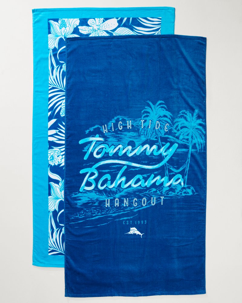 High Tide Hangout & Island Cays Blooms Beach Towels — Set of 2