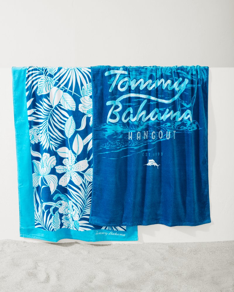 High Tide Hangout & Island Cays Blooms Beach Towels — Set of 2