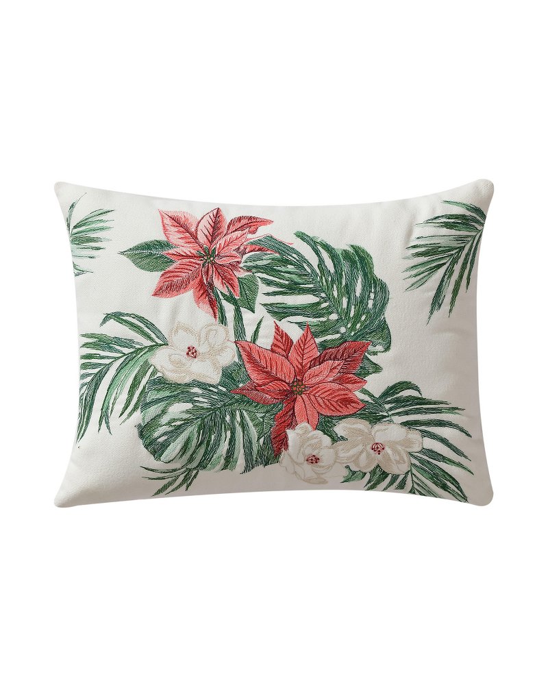 Festive Palms Velvet Embroidered Decorative Pillow