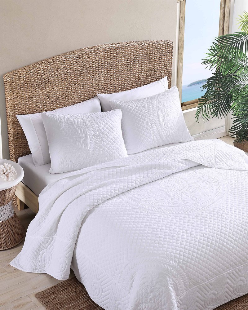 Tommy Bahama Pineapple Resort White Cotton King Quilt