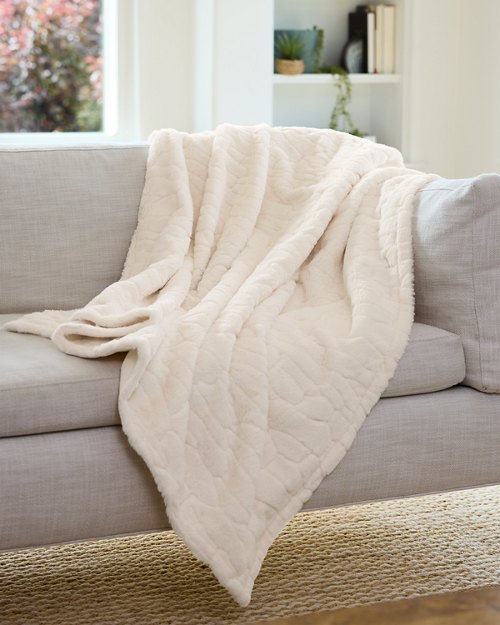 Oversized Carved Faux Rabbit Fur Throw