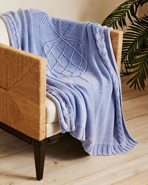 Pineapple Cable-Knit Stonewashed Cotton Throw