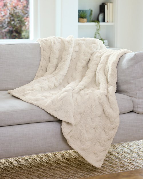 Chenille Cable Knit Throw