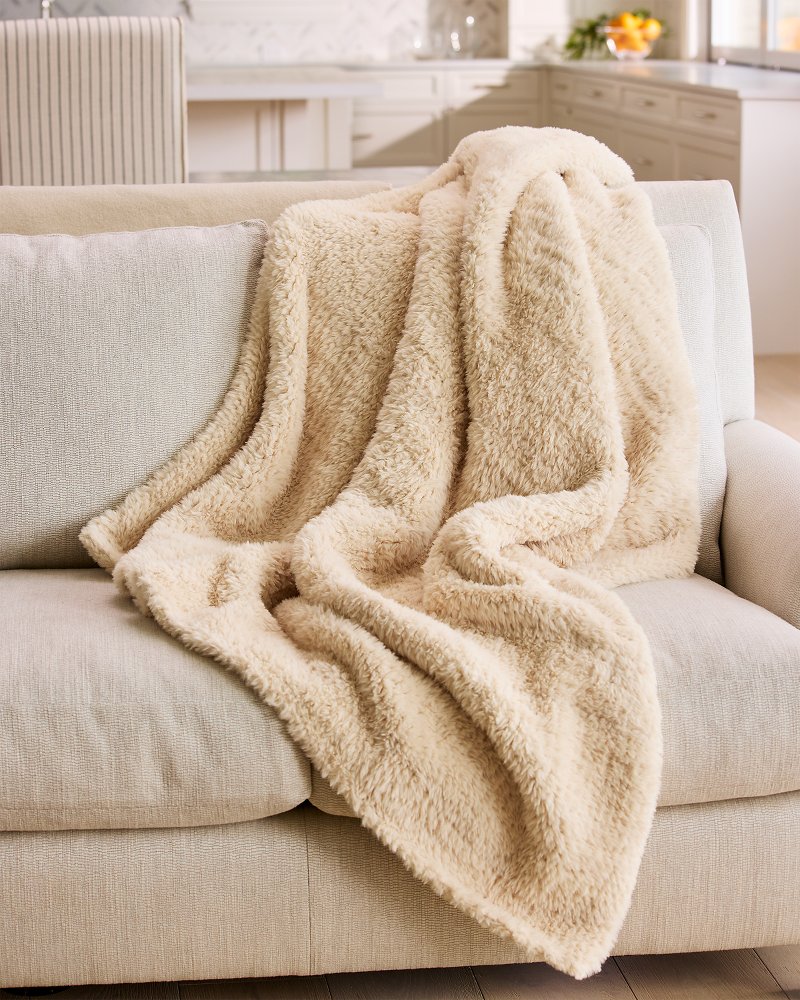 Faux Sable Ivory Knit Throw