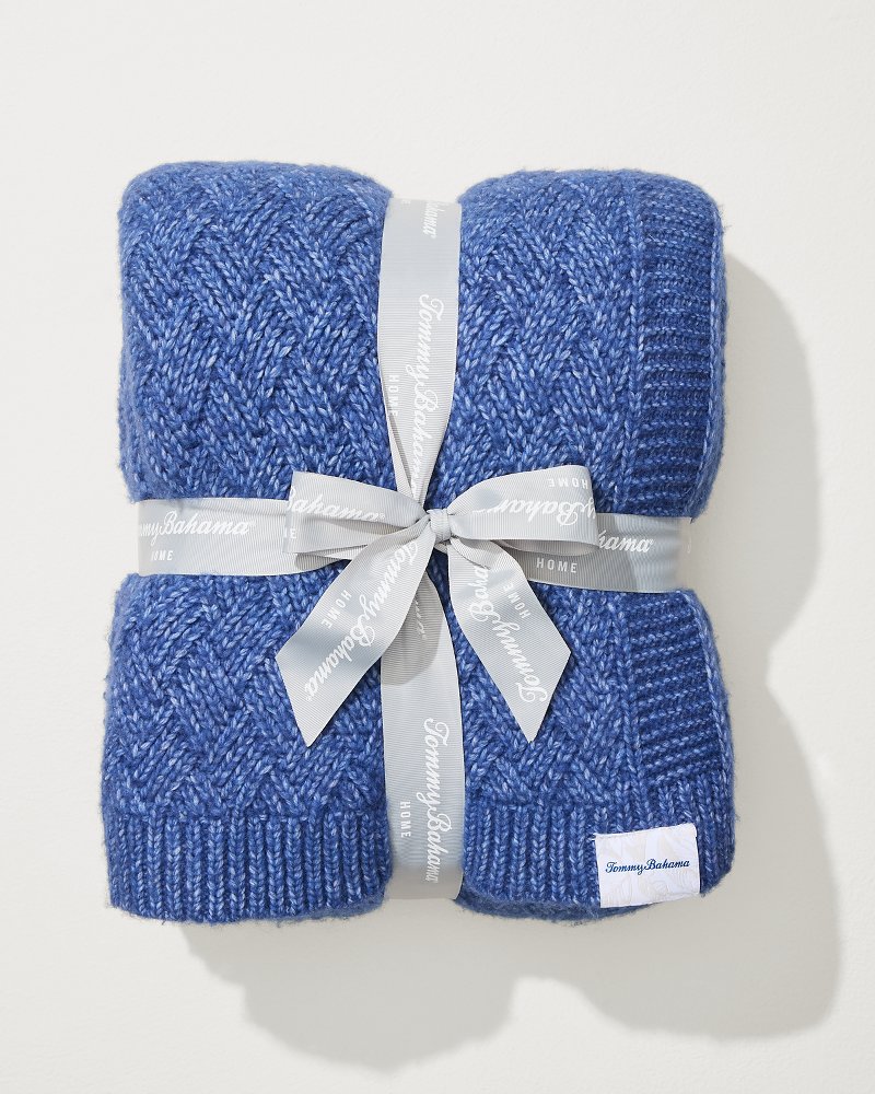 Treillage Blue Knit Throw