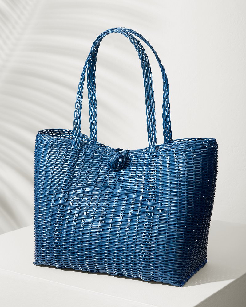 Solid With a Diamond Woven Beach Tote